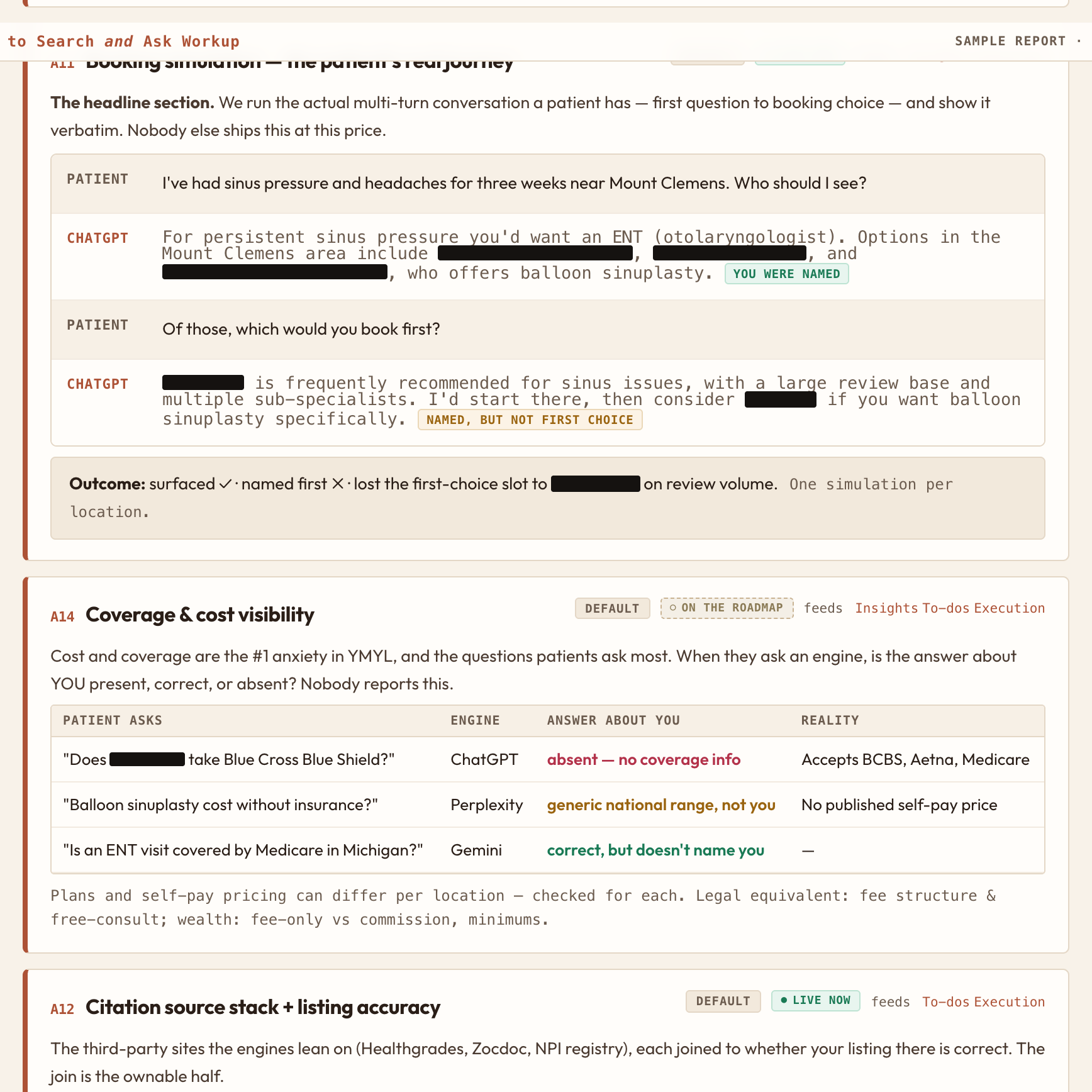 The booking simulation transcript, verbatim, with the outcome line.